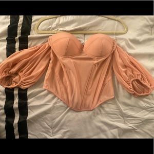 Coral ribbed corset shirt